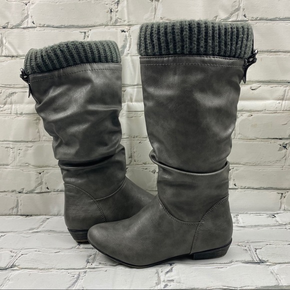 Call it spring grey boots with knit top